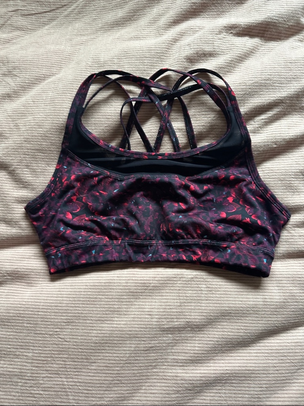 Joe Fresh Black Sports Bralette with Pink Print